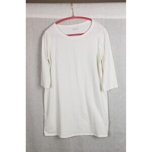 Eileen Fisher Ivory White Tunic Top M Lagenlook Coastal Minimalist Casual‎ USA